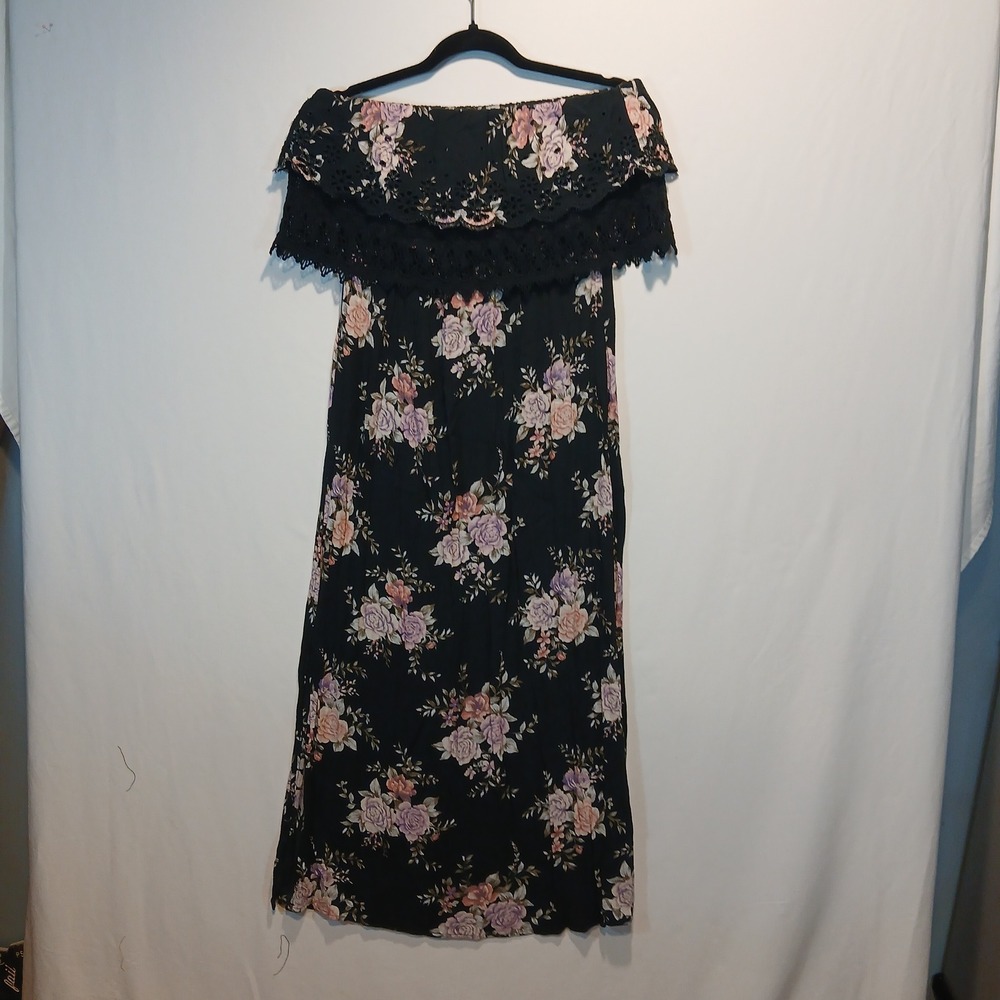 American Eagle sz M maxi dress floral boho whimsygoth hippie dark femme y2k